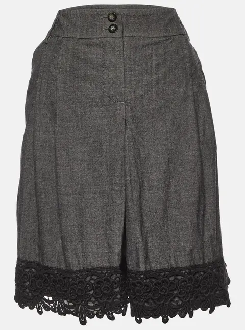 Weekend Max Mara Charcoal Grey Wool & Lace Detail Mini Skirt M
