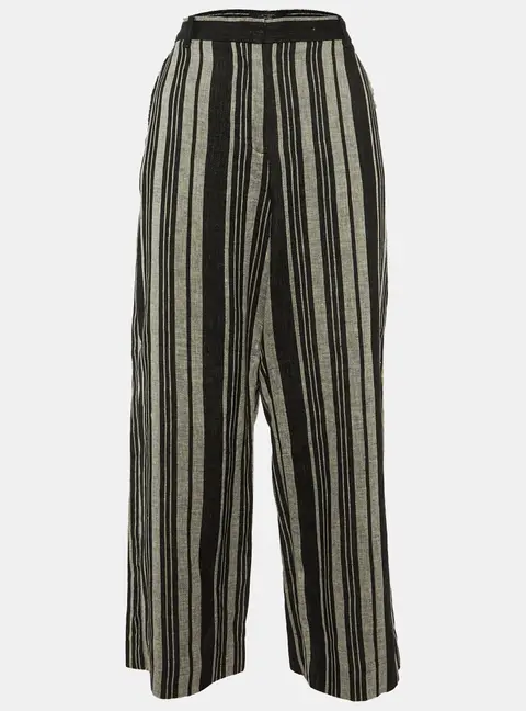 Weekend Max Mara Black/Grey Striped Linen Trousers M
