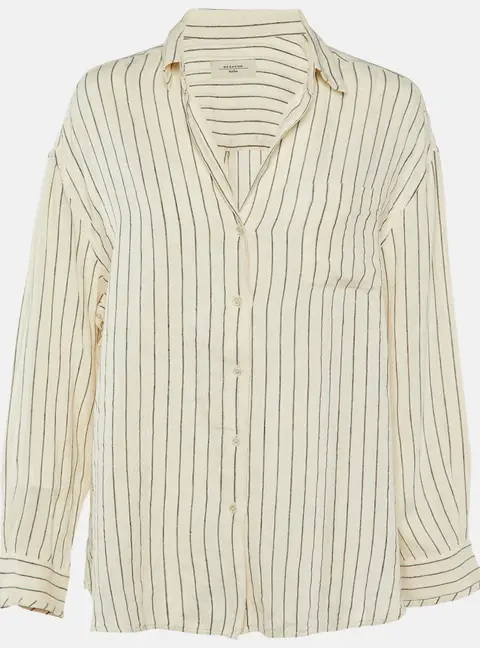 Weekend Max Mara Cream Striped Linen Shirt M