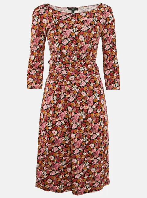 Weekend Max Mara Orange/Pink Floral Print Jersey Short Dress XS