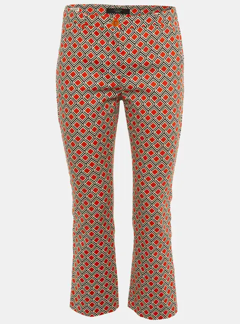 Weekend Max Mara Orange Printed Cotton Capri Pants S