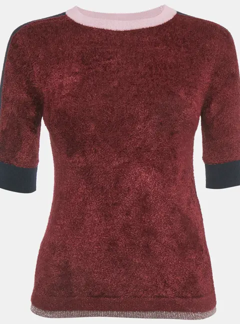 Weekend Max Mara Burgundy Knit Contrast Detail Sweater XS