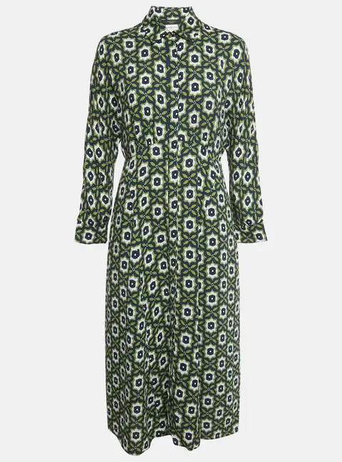 Weekend Max Mara Green Printed Crepe Marat Midi Dress M