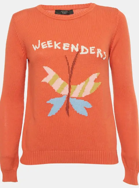 Weekend Max Mara Orange Logo Knit Sweater XS