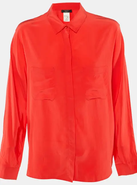Weekend Max Mara Red Silk Button Front Blouse XL