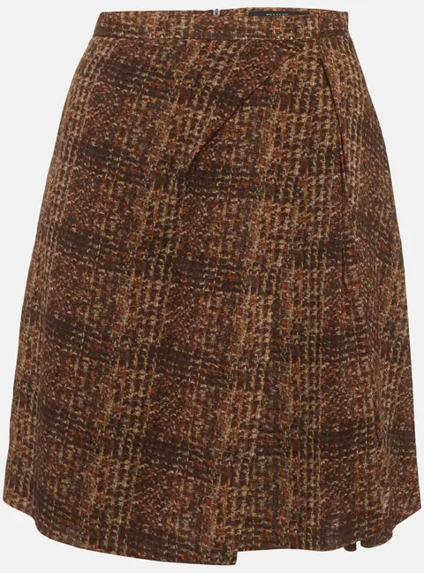Weekend Max Mara Brown Plaid Pattern Cotton Pleated Mini Skirt S