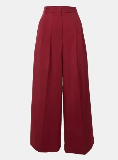 Weekend Max Mara Red Wool Wide Leg Pants S