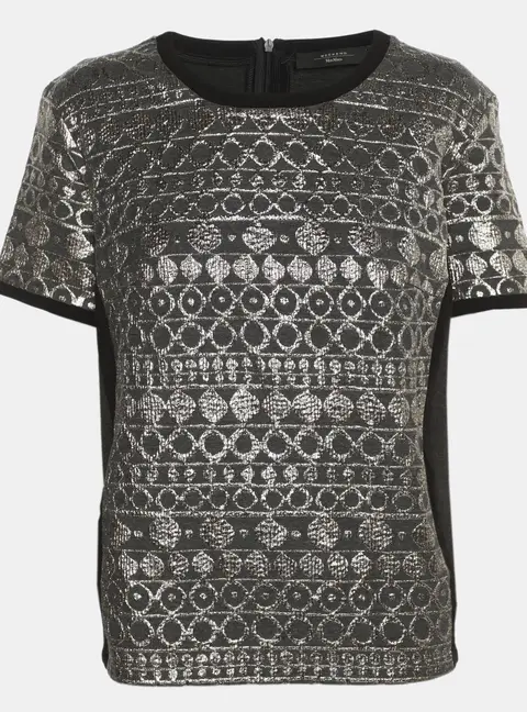 Weekend Max Mara Dark Grey/Gold Jersey and Lurex Fabric Top M