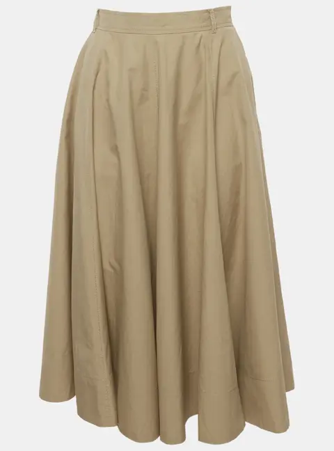 Weekend Max Mara Beige Cotton Flared Midi Skirt M