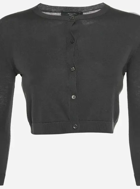 Weekend Max Mara Grey Knit Button Up Cropped Conio Cardigan XS