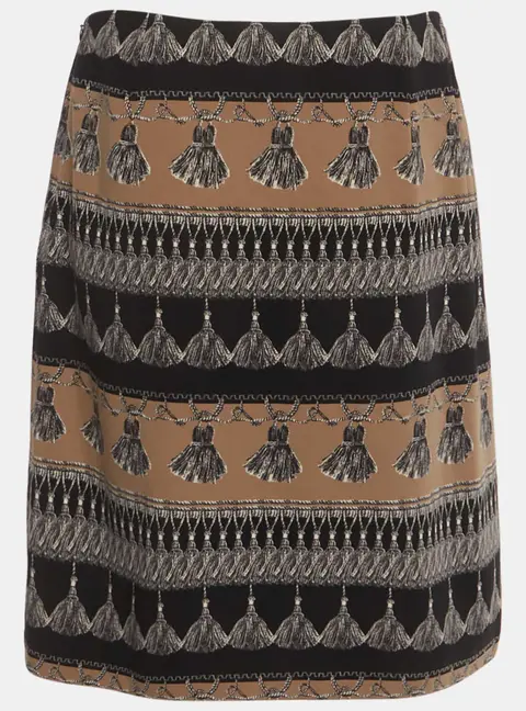 Weekend Max Mara Crepe Printed Black Short Skirt M