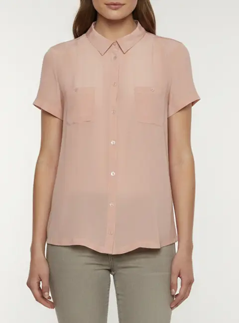 Weekend Max Mara Pink Crepe and Jersey Button Up Top L