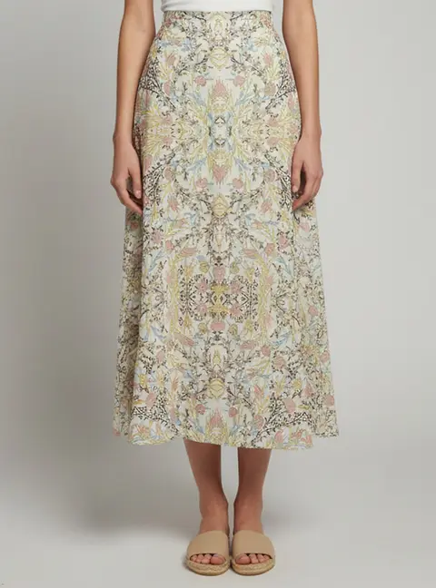 Weekend Max Mara White Floral Print Cotton Blend Maxi Skirt S