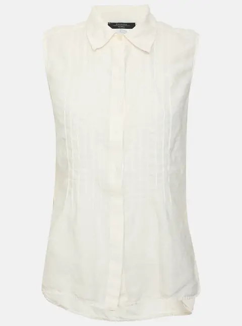 Weekend Max Mara White Linen Sleeveless Tops M