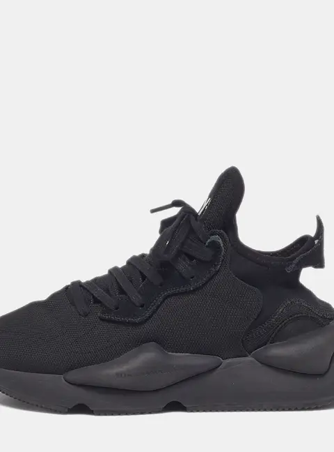 Y-3 Kaiwa Size 38.5 Black Mesh and Suede Lace Up Sneakers