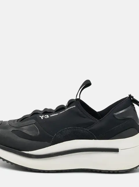 Y-3 Qisan Cozy Size 38.5 Black Nylon Rubber Low Top Sneakers