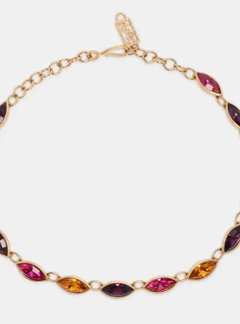Yves Saint Laurent Gold Tone Multicolor Gemstone Choker Necklace