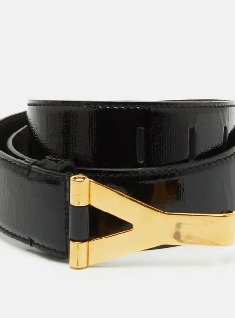 Yves Saint Laurent 75CM Black Patent Leather Waist Belt