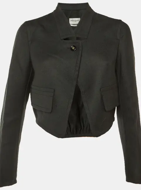 Yves Saint Laurent Rive Gauche Deep Green Wool Cropped Jacket M