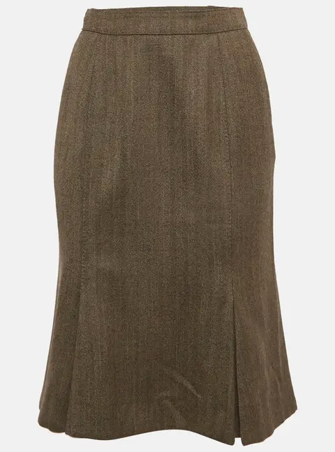 Yves Saint Laurent Brown Herringbone Tweed Mini Skirt S