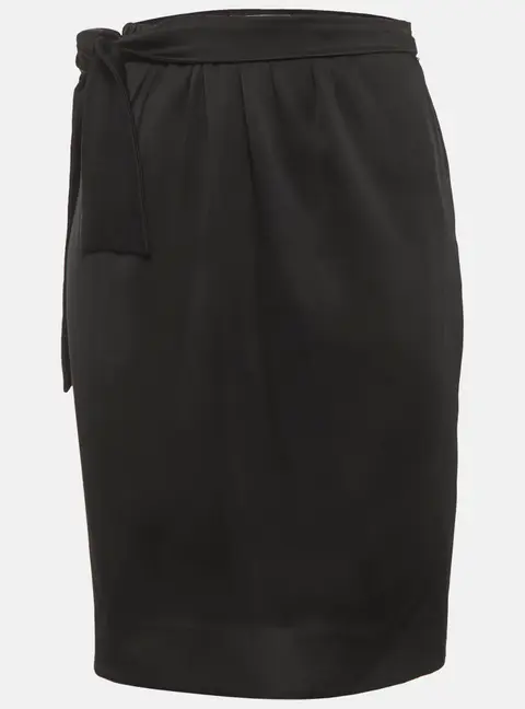 Yves Saint Laurent Black Satin Side Tie Pencil Skirt M