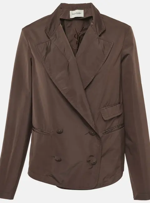 Yves Saint Laurent Brown Synthetic Double Breasted Jacket M