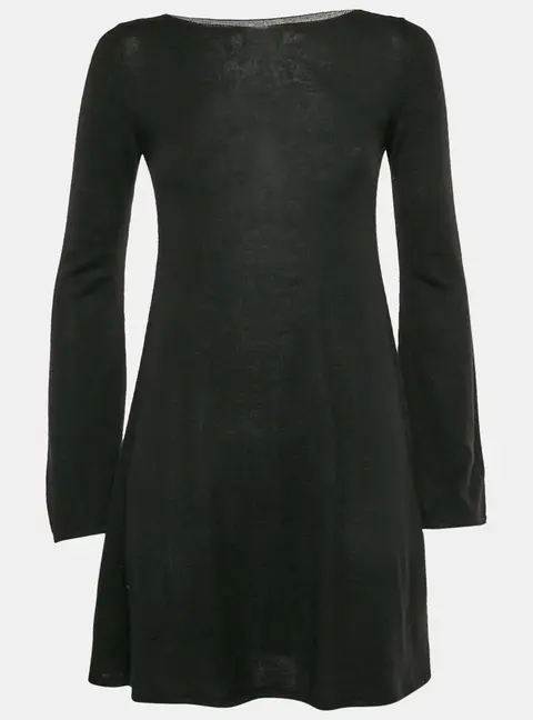 Yves Saint Laurent Black Stretch Knit Flared Dress S