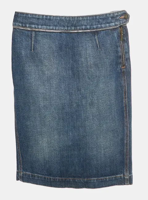 Yves Saint Laurent Blue Denim Knee Length Skirt S