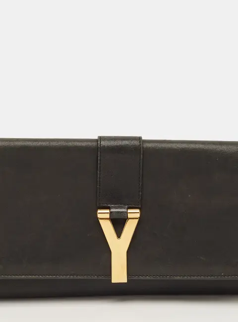 Yves Saint Laurent Chyc Dark Green Leather Clutch