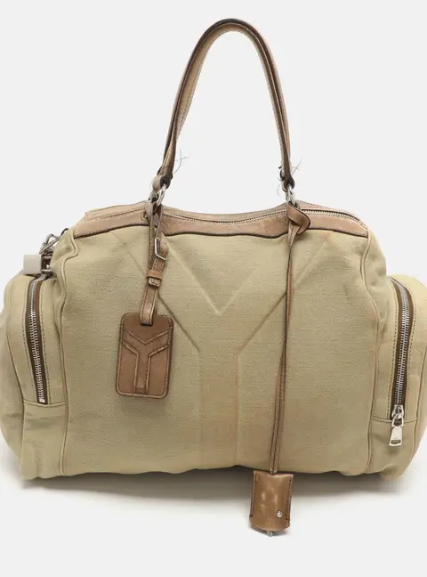 Yves Saint Laurent Vanity Khaki/Light Green Canvas and Leather Bowler Bag