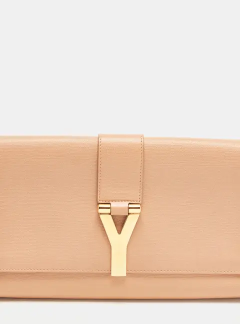Yves Saint Laurent Y Line Beige Leather Clutch