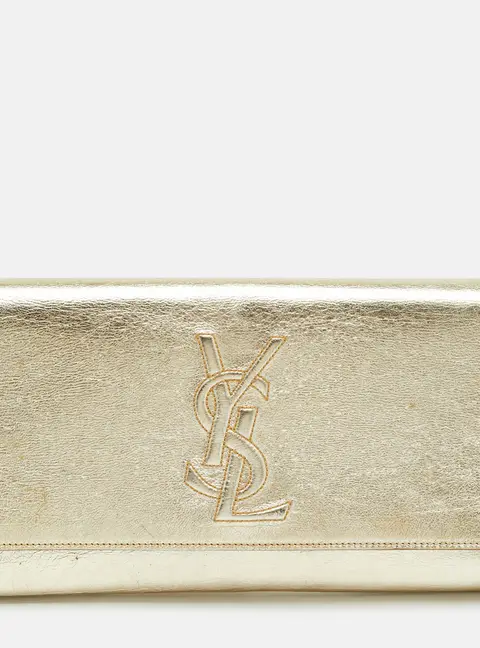 Yves Saint Laurent Belle De Jour Gold Leather Clutch
