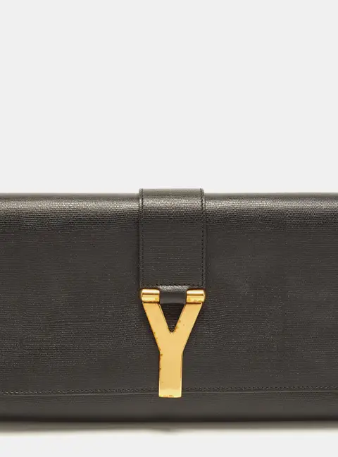Yves Saint Laurent Black Leather Ligne Y Clutch