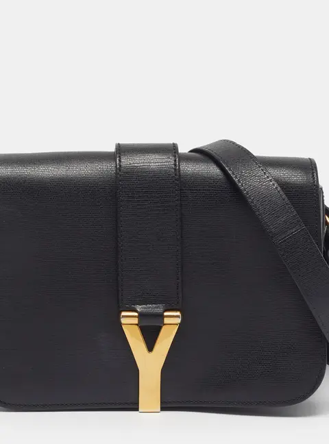 Saint Laurent Chyc Medium Black Leather Flap Bag