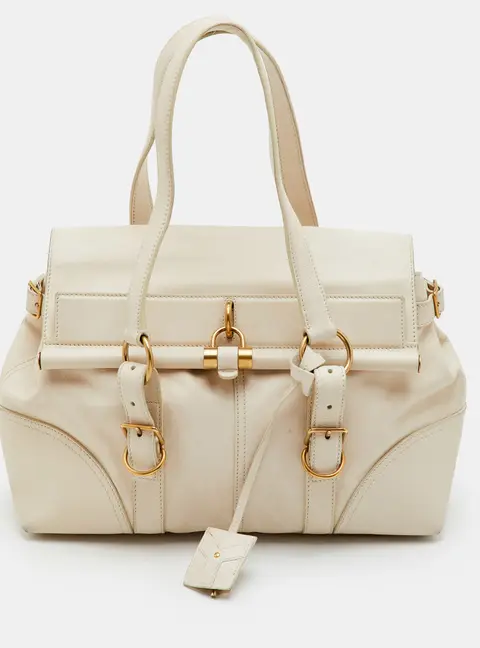 Yves Saint Laurent Muse Off White Leather Flap Shoulder Bag