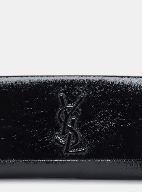 Yves Saint Laurent Belle De Jour Black Patent Leather Flap Clutch