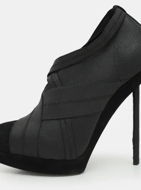 Yves Saint Laurent Black Elastic Bandage And Suede Booties Size 39