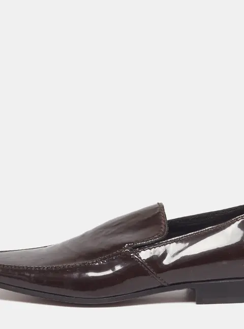 Yves Saint Laurent Size 40 Dark Brown Patent Leather Slip On Loafers