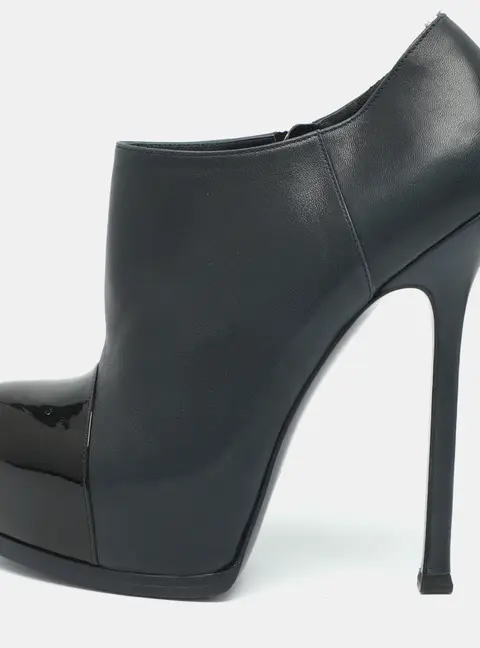 Yves Saint Laurent Tribute Size 38 Navy Blue Leather Booties