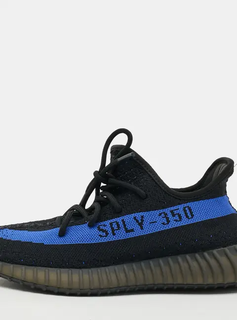 Yeezy x Adidas Boost 350 V2 Dazzling Blue Size 41 1/3 Black/Blue Knit Fabric Low Top Sneakers