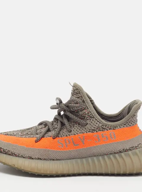 Yeezy x Adidas Boost 350 V2 Beluga Reflective Size 39 1/3 Grey/Orange Knit Fabric Low Top Sneakers