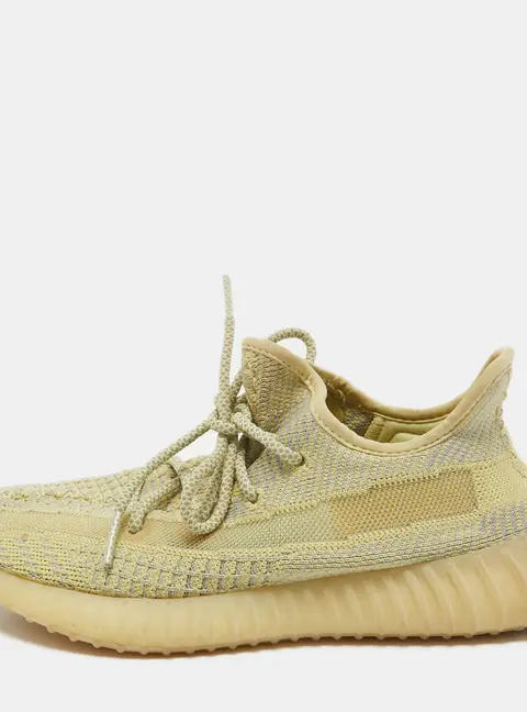 Yeezy x Adidas Grey/Yellow Knit Fabric Boost 350 V2 Antlia Sneakers 39 1/3