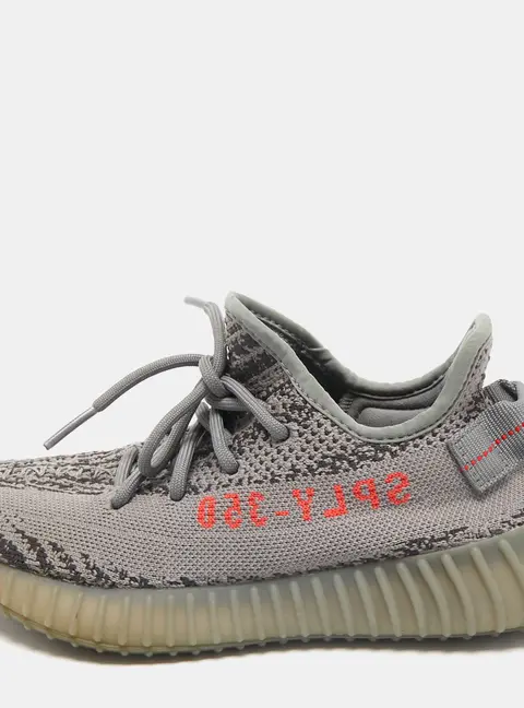 Yeezy x Adidas Grey Knit Fabric Boost 350 V2 Beluga Sneakers Size 38