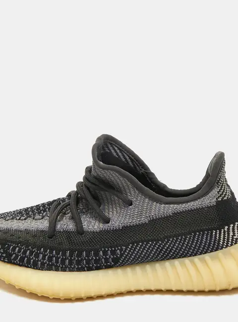 Yeezy x Adidas Black/Grey Knit Fabric Boost 350 V2 Carbon Sneakers Size 40