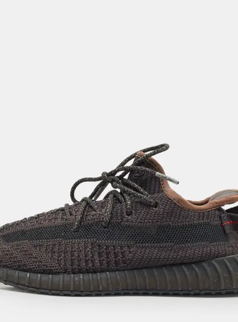 Yeezy x Adidas Black Knit Fabric Boost 350 V2 Black Non-Reflective Sneakers Size 34