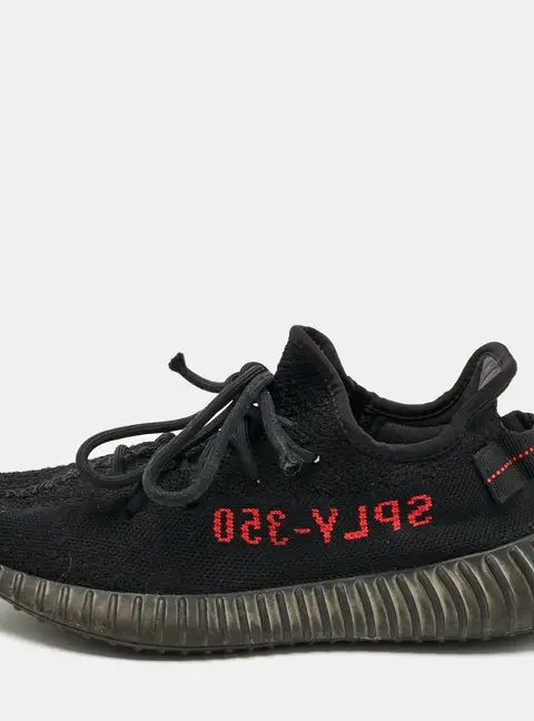 Yeezy x Adidas Black/Red Knit Fabric Boost 350 V2 Bred Sneakers Size 40 2/3