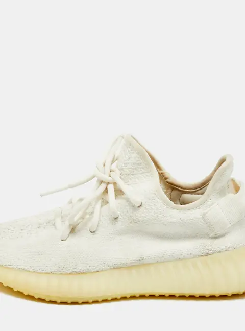 Yeezy x Adidas Boost 350 V2 Size 37.5 White Knit Fabric Low Top Sneakers