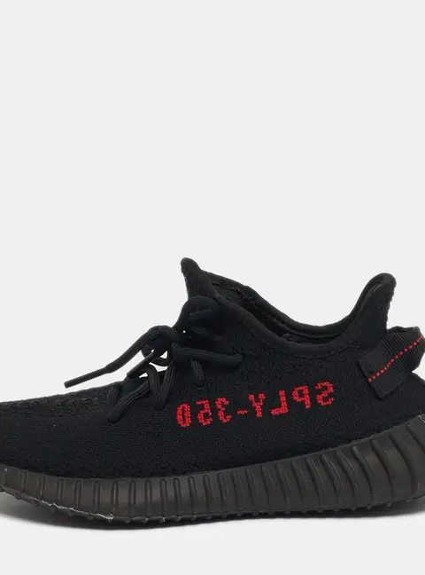 Yeezy x Adidas Boost 350 V2 Bred Size 38 Black Knit Fabric Lace Up Sneakers