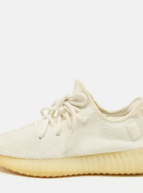 Yeezy x Adidas Boost 350 V2 Triple Size 39.5 White Knit Fabric Low Top Sneakers