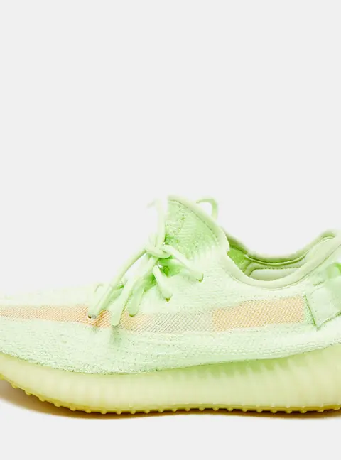 Yeezy x Adidas Boost 350 V2 Size 40 Neon Green Knit Fabric Glow Lace Up Sneakers